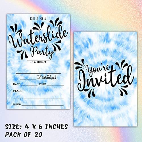 Waterslide Birthday Invitations with Envelopes - 20 Pack
