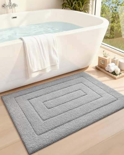 Color&Geometry Ultra Soft Grey Bath Mat 17"x30" - Absorbent & Non-Slip