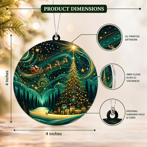 Santa Starry Night Christmas Ornament - Hanging Holiday Decorations Gift Idea