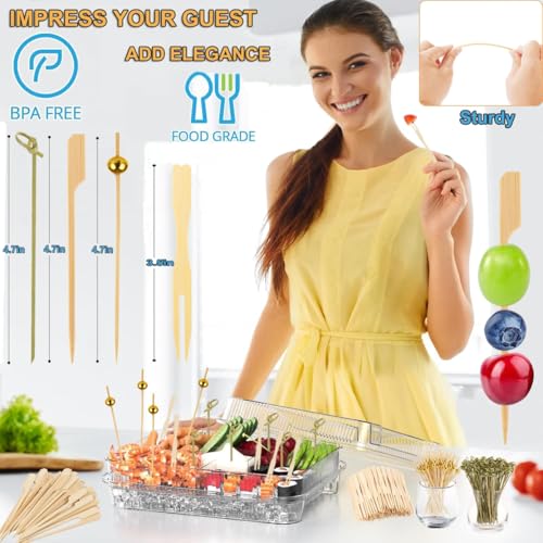 400 Pcs Bamboo Cocktail Picks for Appetizers - Eco-Friendly Skewers