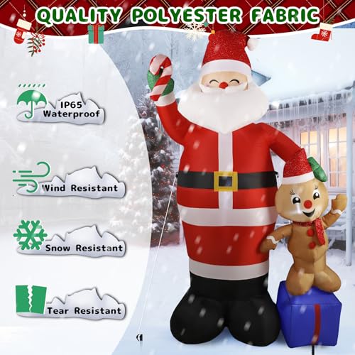 7FT Christmas Inflatable Scene - Santa & Gingerbread with Lights - Santa-Gingerbread Eva