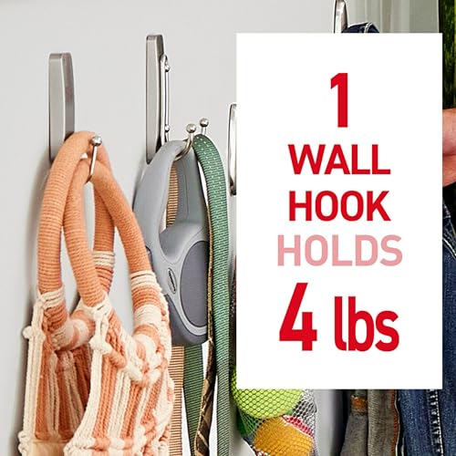 Command Large Brushed Nickel Double Hook with Adhesive Strip