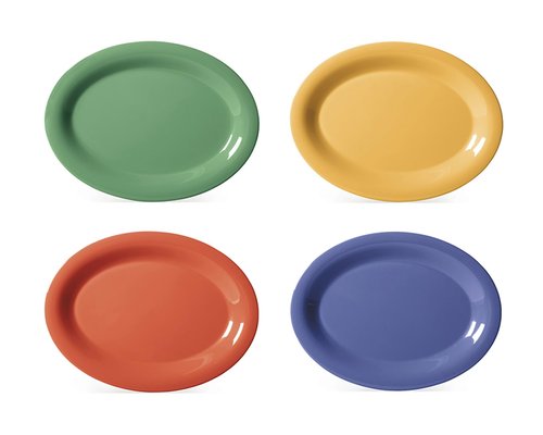 G.E.T. OP-135-MIX-EC Melamine Oval Serving Platter / Dinner Plate, 13.5" x 10.25", Diamond Assorted, Large (Set of 4)