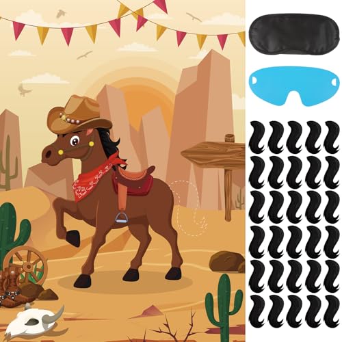 Pin the Tail on the Horse Game - Cowboy Party Supplies for Kids