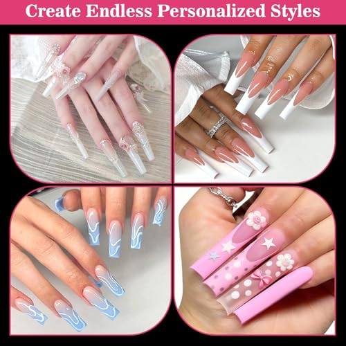 RAQEHO 2XL Extra Long Square Nail Tips 240PCS Clear False Nails Half Cover