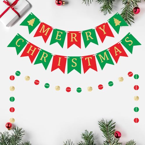 Merry Christmas Banner Party Decoration Set for Indoor and Outdoor Home