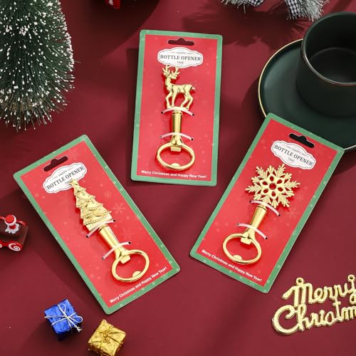 Christmas Tree Beer Bottle Opener Set of 3 - Holiday Kitchen Barware - Tree Design