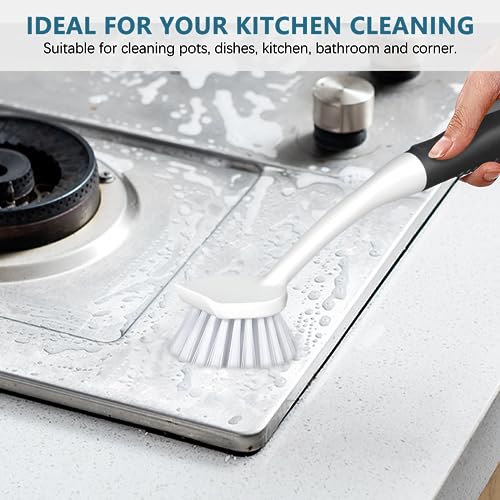 SetSail 3-Pack Dish Brush Set with Scraper Tip - Non-Slip Handle