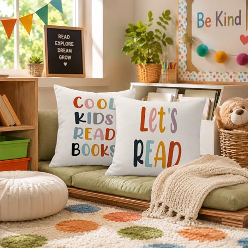 Rusenbao Flannel Throw Pillow Cover, 18x18 Inch White Reading Nook Decor