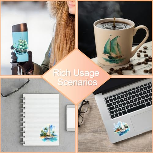24 PCS UV DTF Sailboat Stickers for Mugs & DIY Crafts