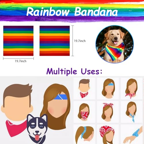 LGBT Pride Rainbow Hair Scrunchies and Bandanas Set 4-Piece