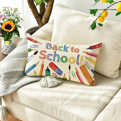 AVOIN colorlife Back to School Throw Pillow Cover, 12x20 Inch Decorative