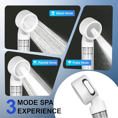 Filtered Handheld Shower Head with 3 Spray Modes & ON/OFF Switch