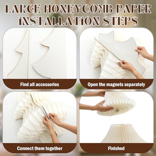 2 Ft Beige White Honeycomb Paper Christmas Tree - Small Festive Decor