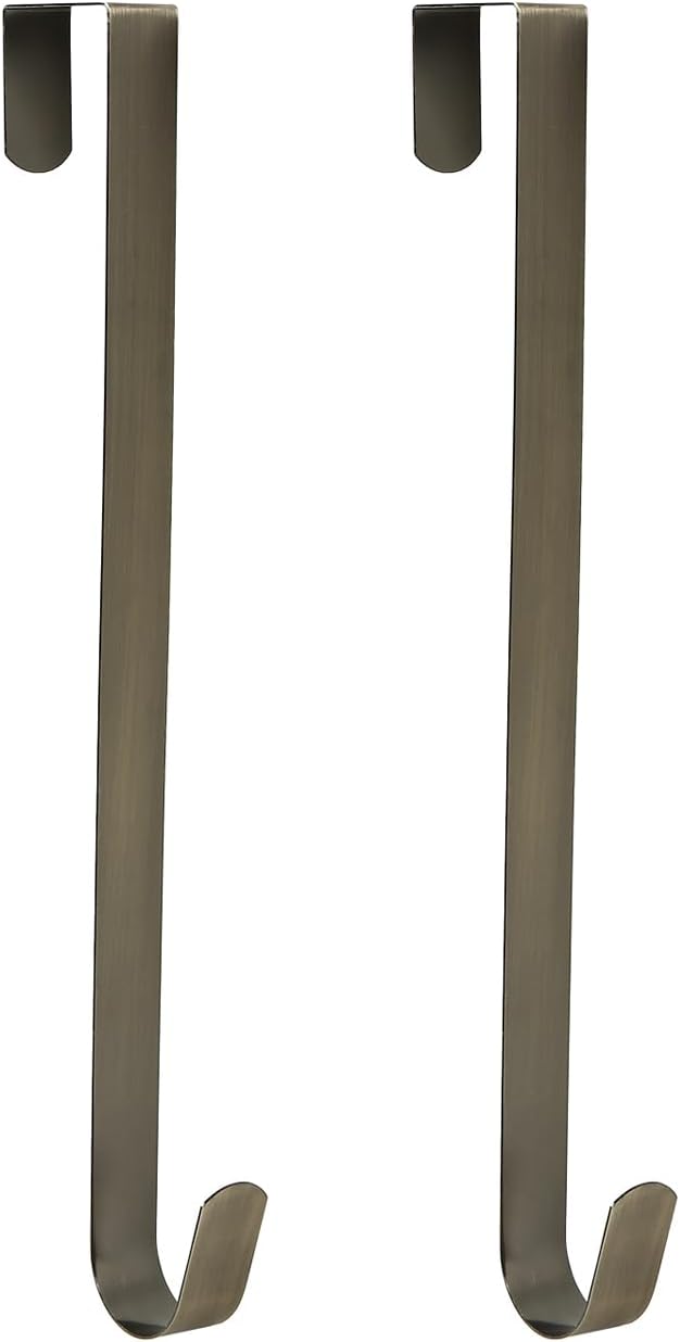 Sattiyrch 12" Wreath Hanger - Durable Steel Over The Door Hook for Front Door | Bronze Finish