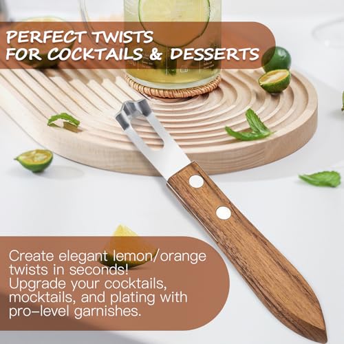 Stainless Steel Channel Knife for Citrus Zesting with Wood Handle