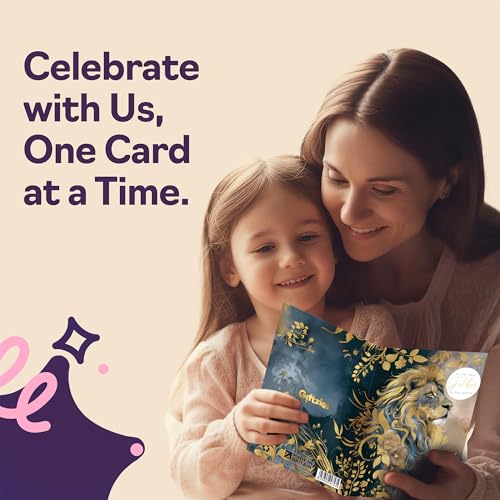 Majestic Gold Lion Birthday Card for Father | 5x7 Inch Greeting