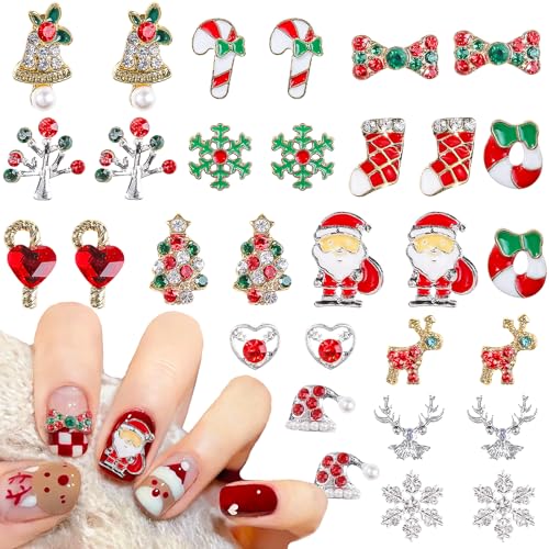 Giata 30 Pcs Christmas 3D Alloy Nail Art Charms & Pendants