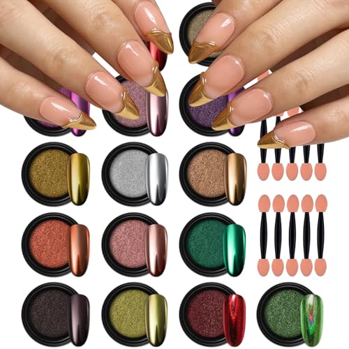 Artdone 16-Jar Chrome Nail Pearl Powder Mirror Pigment Kit