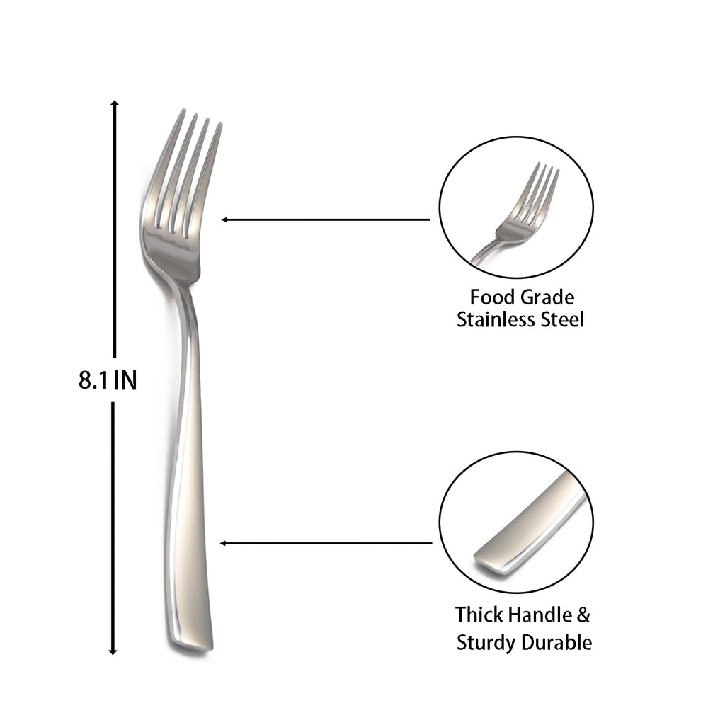 8-Piece Salad Forks Set, Food Grade Stainless Steel Silverware Dinner Fork, Flatware Forks Use for Home, Kitchen, Restaurant, Dishwasher safe - 7 Inches