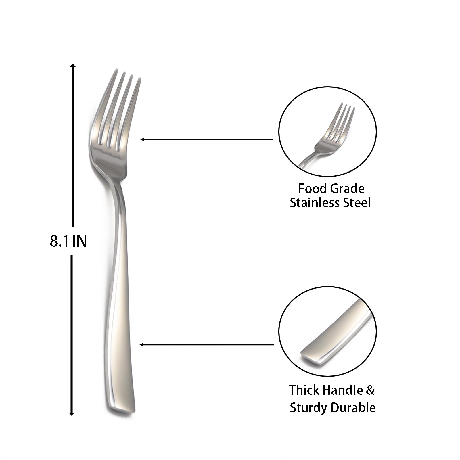 8-Piece Salad Forks Set, Food Grade Stainless Steel Silverware Dinner Fork, Flatware Forks Use for Home, Kitchen, Restaurant, Dishwasher safe - 7 Inches