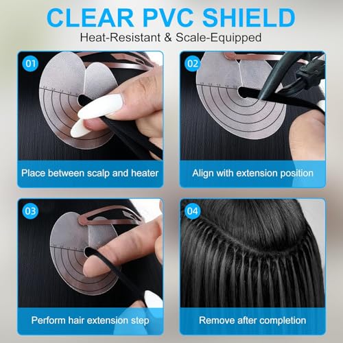 ECNHIVE 30 Pack Hair Extension Heat Shields Clear Scalp Protectors for I-Tip U-Tip Fusion