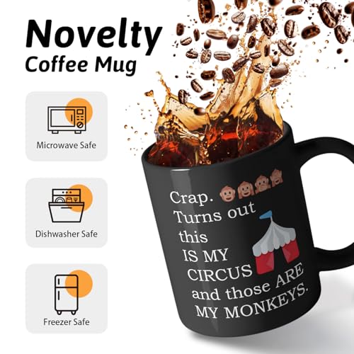 Funny Monkeys Circus Mug - Humorous Office & Parenting Tea Cup Gift