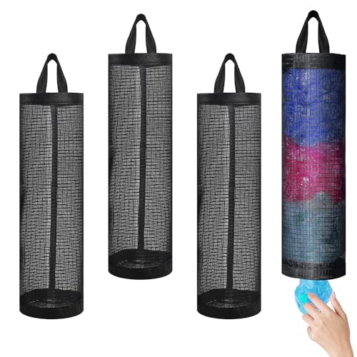 4-Pack Hanging Grocery Bag Holder | Breathable Mesh Dispenser Organizer