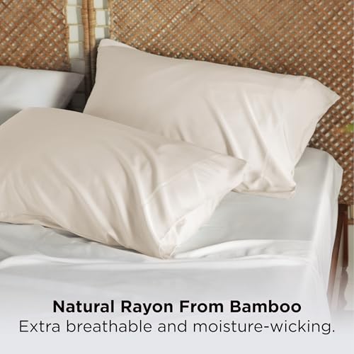 Bedsure King Size Pillowcases Set of 2 - Ivory, 100% Bamboo Rayon