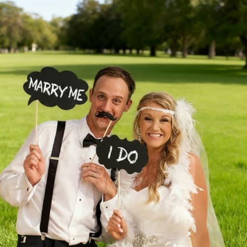10pcs Writable Chalkboard Photo Booth Props Kit - Reusable Blank Signs