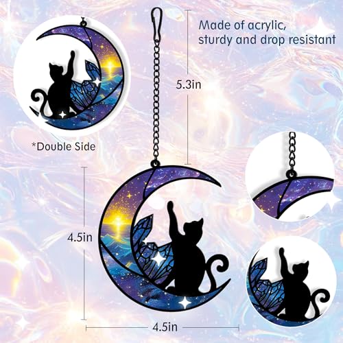 Black Cat Witchy Halloween Decor with Violet Variation - Cat Lover Gift