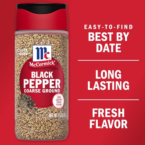 McCormick Coarse Ground Black Pepper 1.5 oz Pack of 6 - Bold, Robust Flavor