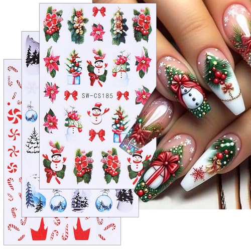 Christmas Snowman 3D Self-Adhesive Nail Art Decals - 6 Sheets