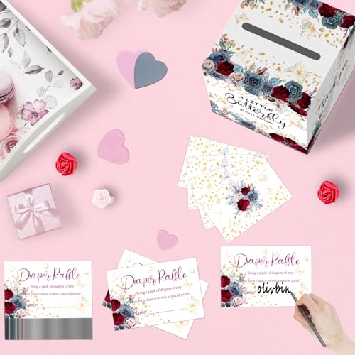Butterfly Diaper Raffle Box Set with 50 Tickets for Baby Shower