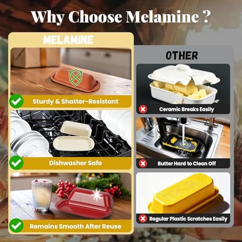 Lynnsen White BPA-Free Melamine Butter Dish with Lid & Knife