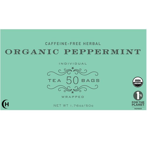 Harney & Sons Organic Peppermint Tea - Refreshing Herbal Blend | 1.76oz (50 Tea Bags)