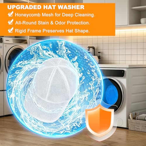 Haiou Baseball Hat Washer Cage - White Cap Cleaner for Washing Machine