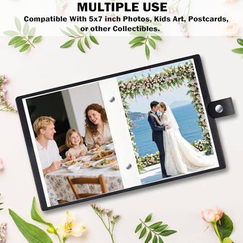Xfveiwoo 2-Pack Small 5x7 Photo Album, Leather Brag Book for 104 Photos, Black