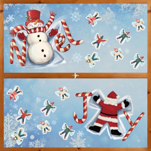 57 PCS Winter Christmas Window Cling Stickers - Cute Holiday Decor