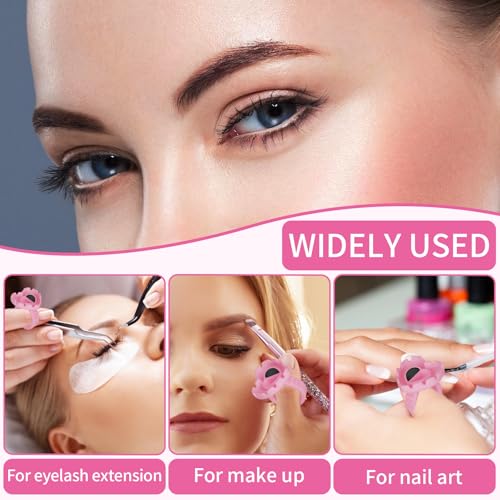 MixPeak 100 Pcs Heart Lash Glue Rings Disposable Eyelash Extension Holders Pink