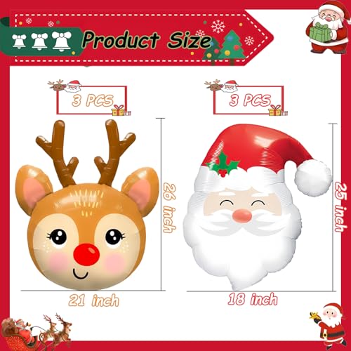 Christmas Santa Claus Reindeer Foil Balloons Set for Holiday Party Decorations
