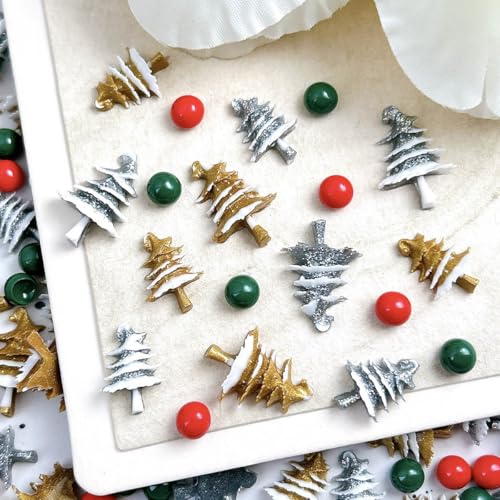 100Pcs Christmas Nail Charms 3D Resin Holiday Gems & Rhinestones