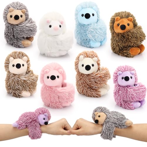 Kids Plush Hedgehog Bracelets - 8 Pack Soft Collectible Toys for Children