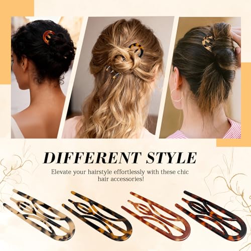 Glaudmeiss 4PCS French Hair Pins - Tortoise Shell U Shaped Hair Styling Pins for Updos and Buns