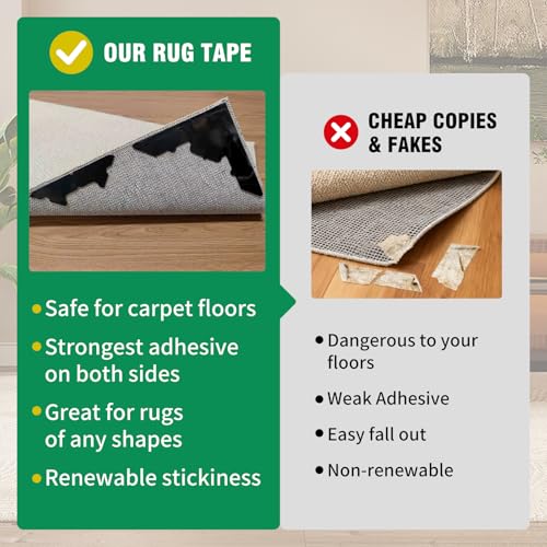 Large Non-Slip Rug Pads - 16 Pcs Adhesive Carpet Grippers for Hardwood & Tile