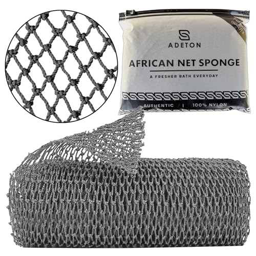 Adeton Authentic African Net Sponge Large Exfoliating Bath Cloth Gray