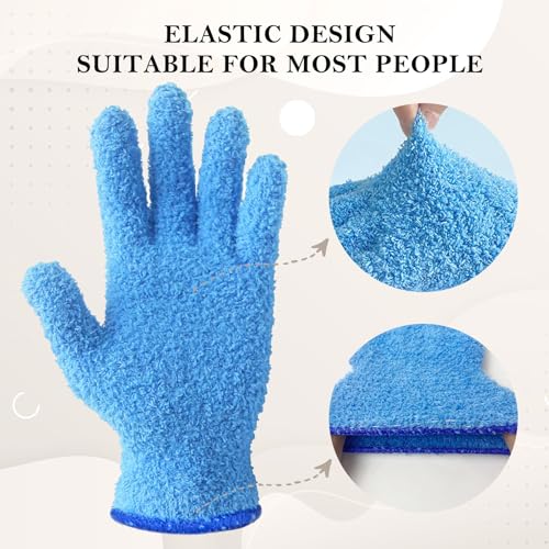 Evridwear Microfiber Dusting Gloves for Plants & Blinds - Blue, Small/Medium