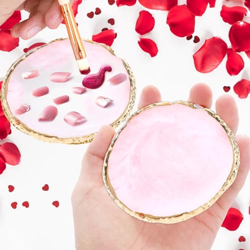 Kynigo Resin Nail Art Palette with Gilded Edge for Color Mixing Pink