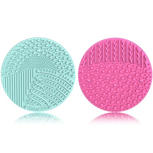 YalsFTY Silicone Makeup Brush Cleaner Mat - 2 Pack Dual-Sided Scrubber Pad