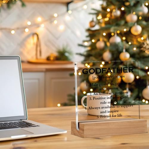 Godfather Definition Acrylic Sign | 4x4 Inch Desk Decor Gift